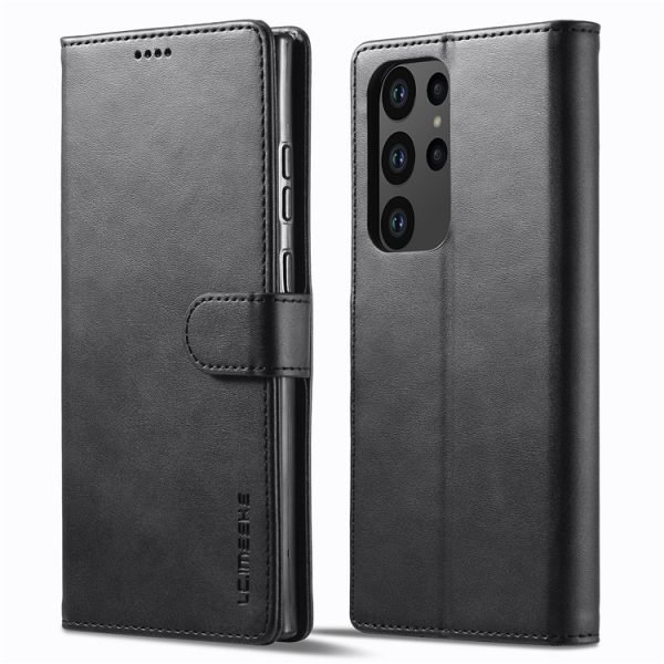 Кожен Калъф LC.IMEEKE за Samsung S23 Ultra, Черен