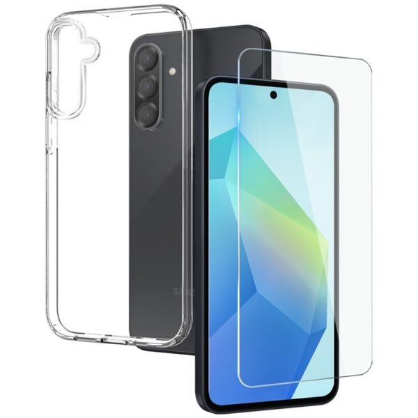 Комплект Прозрачен Кейс и Стъклен Протектор за Samsung Galaxy A56, Прозрачен
