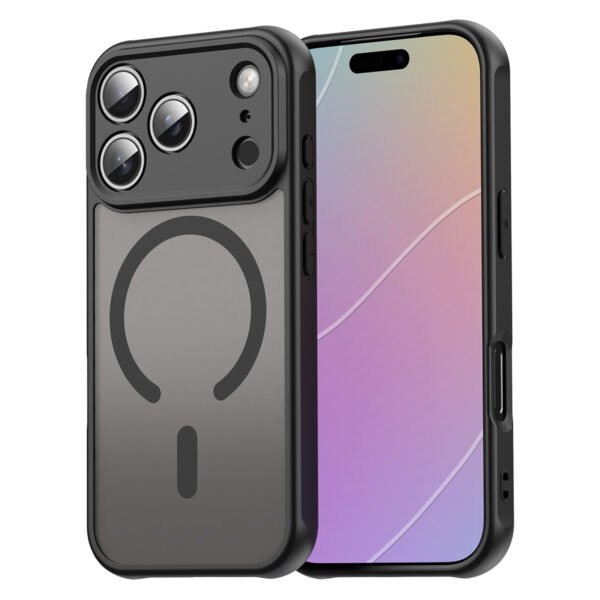 Твърд Калъф с MagSafe за iPhone 17 Pro, Повдигнати ръбове, Полупрозрачен/ Черен