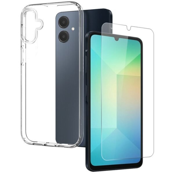 Комплект Прозрачен Кейс и Стъклен Протектор за Samsung Galaxy A06, Прозрачен