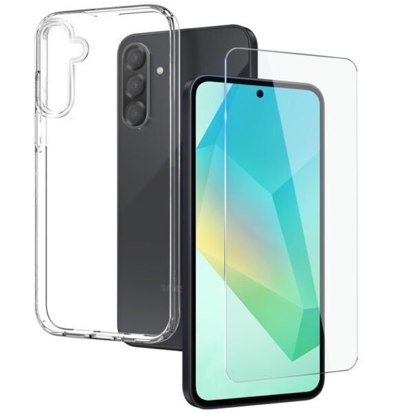 Комплект Прозрачен Кейс и Стъклен Протектор за Samsung Galaxy A36, Прозрачен