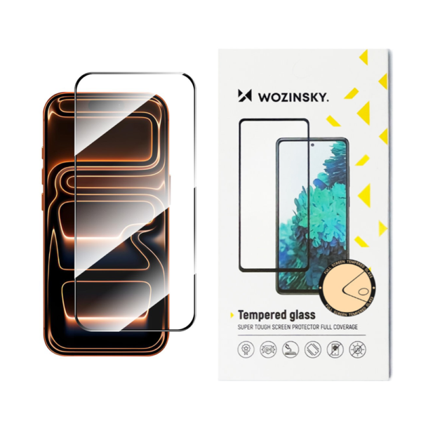 Стъклен Протектор Wozinsky за iPhone 18 Pro Max, Прозрачен/ Черен