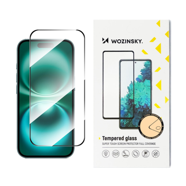 Стъклен Протектор Wozinsky за iPhone 18 Pro, Прозрачен/ Черен